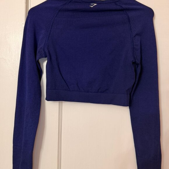 GymShark Vital Seamless Cobalt Blue Long Sleeve Size Medium - Picture 2 of 5